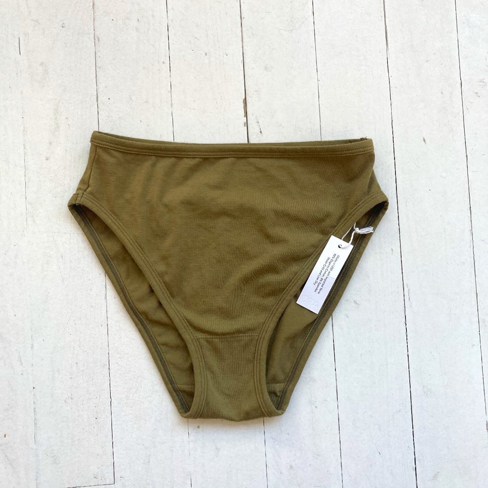 NWT Arq High Waisted Misha Undies in Olive Green / Size M